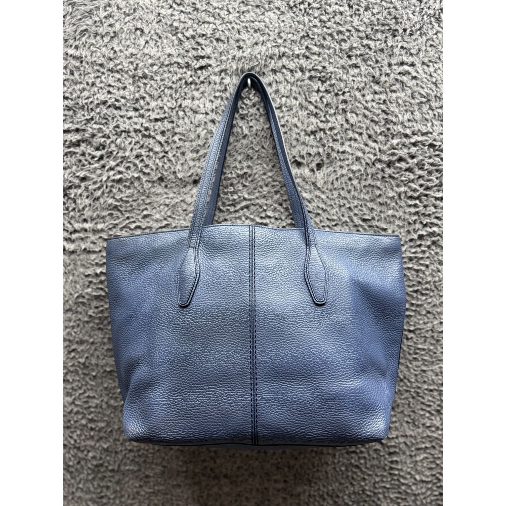 Tod's Womens Blue Leather Double Handles Classic Tote Purse Bag Size‎ Medium